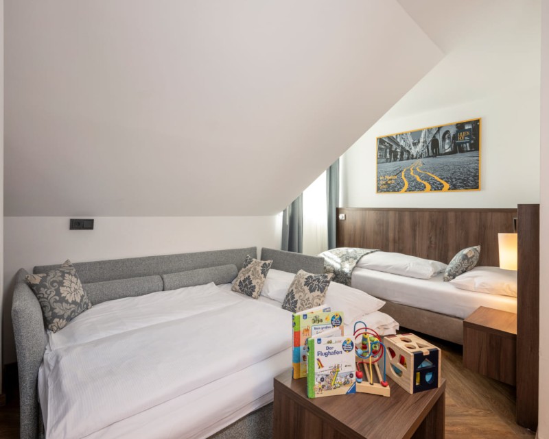 Familienzimmer mit Zustellbetten für die Kids © Foto von Lorenz Masser